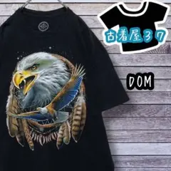 古着ドムデカロゴアニマル柄ゆるだぼTシャツ黒ブラック2XL