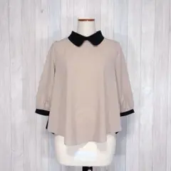 【AGbyaquagirl】7分袖シャツブラウス バイカラー シアー感 M
