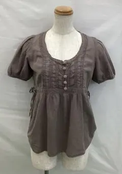 S472N茶XSレディース半袖ブラウスBANANAREPUBLIC7/18