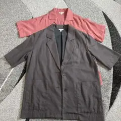 MOUSSY マウジー　麻　半袖　リネンジャケット　グレー+ピンク　二枚セット