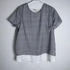 【23区】チェック柄 半袖ブラウス【44】
