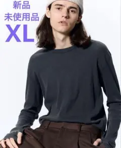 GU ウォッシュドスリムフィットT ダークグレー XL