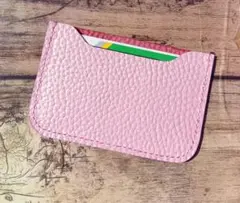 レザークラフトハンドメイドパールピンクカードケース