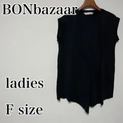 BONbazaar♡丈長めノースリーブカットソー　シャツ　F サイズ　黒