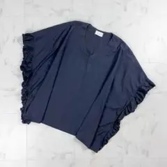 mumokuteki サイドフリルカットソー ワイド 黒 サイズF*CD27