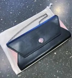 Christian Dior チェーンウォレット 長財布 ブラック ピンク