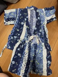 ネイビー系 花柄甚平 80センチ