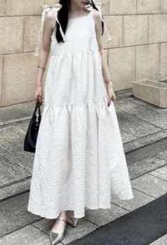 GRL グレイル　花柄ジャガードリボンティアードワンピース ［fo1899］