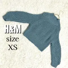 【美品❗️厚手ニット】H&M ハイネックブルーセーター S レディース