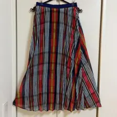 ストライプチェックフレアスカートAnthropologie アンソロポロジー