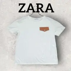 ZARA woman 半袖Tシャツ クルーネックシャツ 飾りポケット (S)白系
