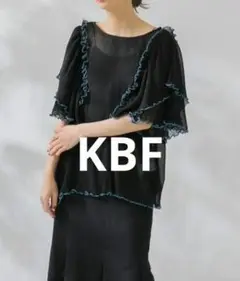 KBF ケービーエフ フリルスリーブ プリーツ チュニック ブラック