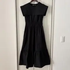 88 ZARA ザラ　セーラーカラー　ノースリーブ ロングワンピース 黒　XS