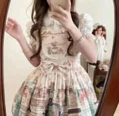 ロリータ ワンピース ジャンスカ くま テディベア 街 甘ロリ クラシカル