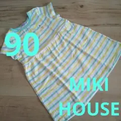 ☆MIKIHOUSE☆90☆半袖ボーダーリーナちゃんワンピース☆