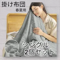 【2個セット】洗える掛け布団 シングル 春夏秋用 1合い布団 グレー