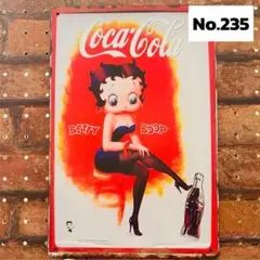 ベティちゃん　コカコーラ《235》ブリキ 看板 レトロ風 ☻