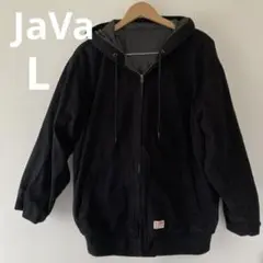 JaVa ブラック 裏地キルティングコットンフード付きブルゾン L ⑧