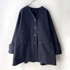 極美品✨シップス　テントライン　綿ナイロン ノーカラーコート　38 紺