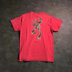 【BROWNING】アニマル柄 プリントTシャツ SM28 赤 古着used
