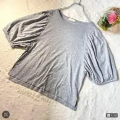 アースミュージックアンドエコロジー グレー パフスリーブ Tシャツ 半袖 F 夏