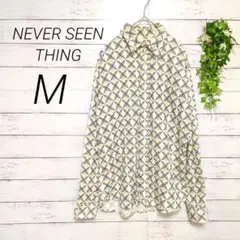 NEVER SEEN THING　総柄長袖カジュアルシャツ　羽織り　M　綿100