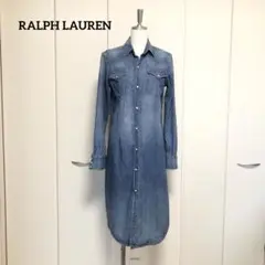 美品 RALPH LAURENラルフローレン タンガリー デニム S ワンピース