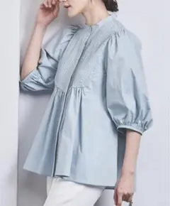 UNITED ARROWS ピンタック ブラウス ブルー