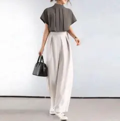 セットアップ パンツ レディース カジュアル きれいめ ワイドパンツ 無地