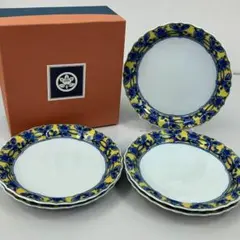 未使用 たち吉 黄地唐草 中皿 5枚セット 箱入り 保管品 209-237
