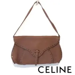 CELINE セリーヌ ワンショルダー バッグ レザー スタッズ ブラウン