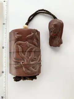 印籠 蛸と鯨 蛸の根付け