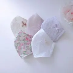 子供用 高学年 立体マスク 5枚セット 女の子♪ 紫 白 花