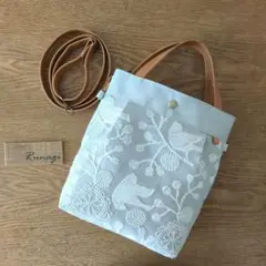 ハンドメイド 2wayバッグ＊点と線模様製作所 bird garden