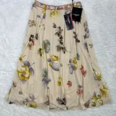 【新品未使用】LEONARD タグ付き 花柄 スカート 67 カンカン素材