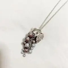 VB 2way 葡萄モチーフネックレス ブローチ 銀 シルバーカラー