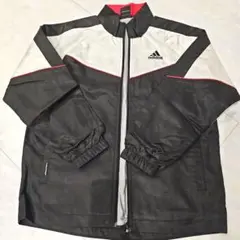 adidas ジッパー付きジャケット 黒/白/赤　ウィンドブレーカー　140