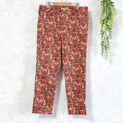 【ロペピクニック】花柄 テーパードパンツ クロップド 38 綿ストレッチ