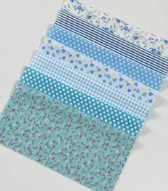 カットクロス　パッチワーク　生地　ブルー系②系　7枚【25×25㎝】