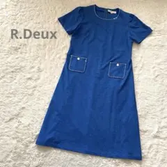 R.Deux ワンピース　半袖　ひざ丈　ブルー　日本製