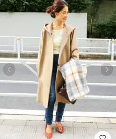 NOBLE ノーブル ロングコート ベルト付 フーデットコート キャメル 可愛い