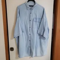 デニム 半袖シャツ ライトブルー　L