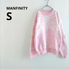 海外古着 MANFINITY ピンク ニット セーター 長袖 S 柄 丸首