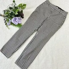 【H&M】レディースストレッチパンツ　ウエストゴム　チェック柄　美品　40