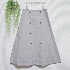 ☆ INDIBRAND (M) ミモレ丈 ラップ フレア スカート グレー