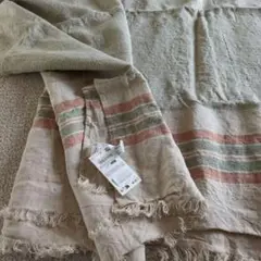 新品未使用　ZARA HOME　ストライプリネンブランケット　マルチカバー