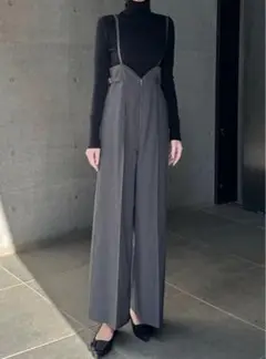 未使用グレイルGRL サスペンダー付きセンタープレスワイドパンツ[ta115]