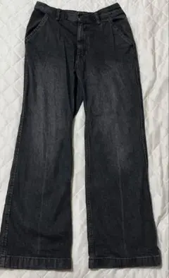【美品⠀】GU ブラック ストレートデニムパンツ