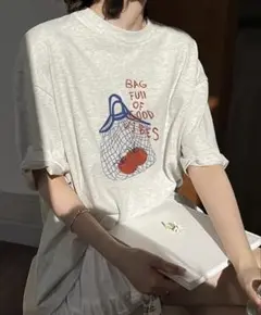 オーバーサイズ　Tシャツ レディース　半袖　プリントTシャツ