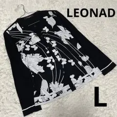 ✨ 美品 ✨ レオナール カーディガン フラワー Lサイズ ホワイトu0026ブラック